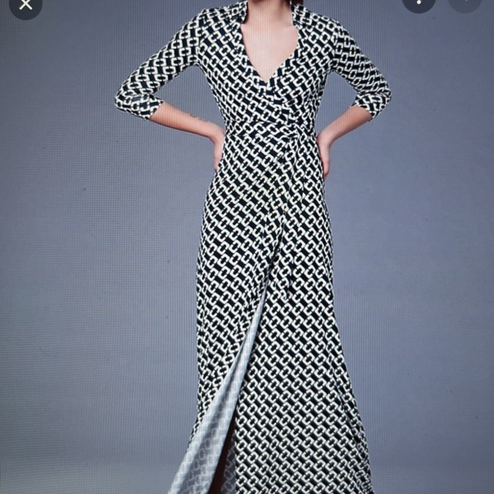 DVF Abigail silk jersey wrap dress floor length with tags maxi